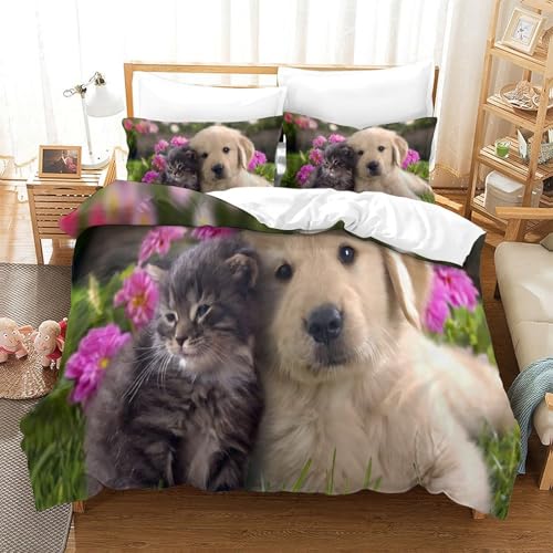 Parure chiot mignon 140x200 avec fermeture éclair super douce - 3