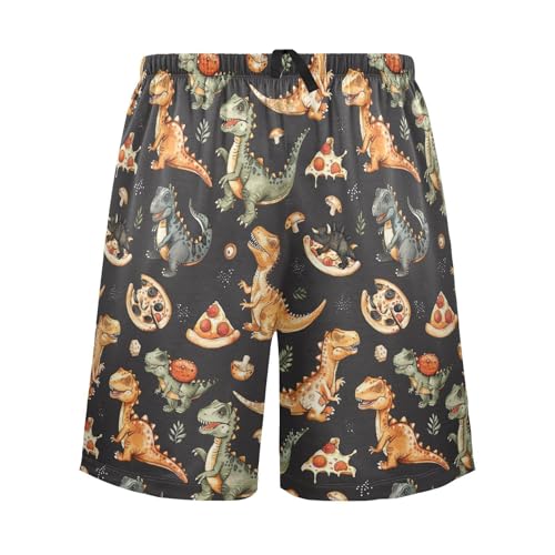 ALAZA Cute Dinosaur and Pizza Men's Pajama Short Sleep Pants Soft Lounge Pajama Bottoms with Pockets2