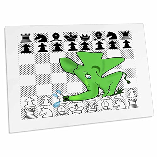 3dRose Pad de Escritorio Infantil Elefante Verde Ajedrez