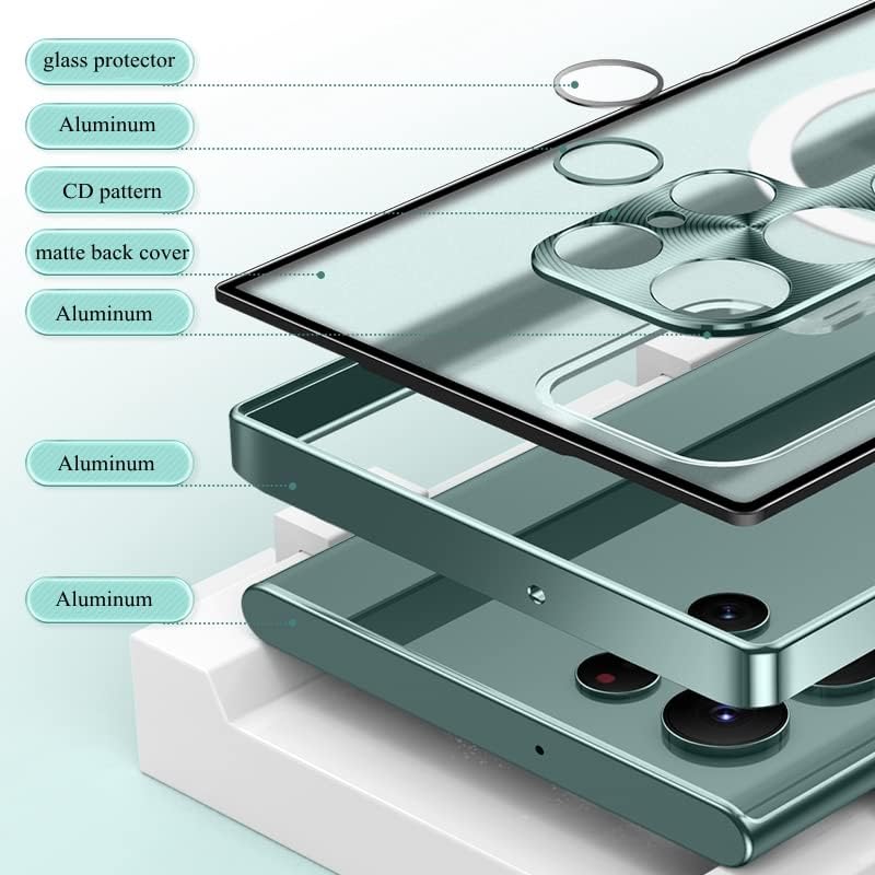 Miniatura 7 de Funda para Samsung Galaxy S23S24S22 S25 Ultra  S22 Plus, soporte magnético de aluminio con carga inalámbrica, compatible con Magsafe, protección de