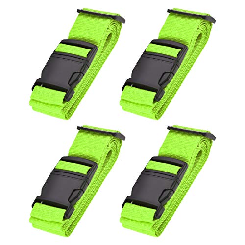 Image of uxcell Luggage Straps Suitcase Belts with Buckle Label, 2x78 2Mx5cm Adjustable PP Travel Bag Packing Accessories, Light Green 4Pcs