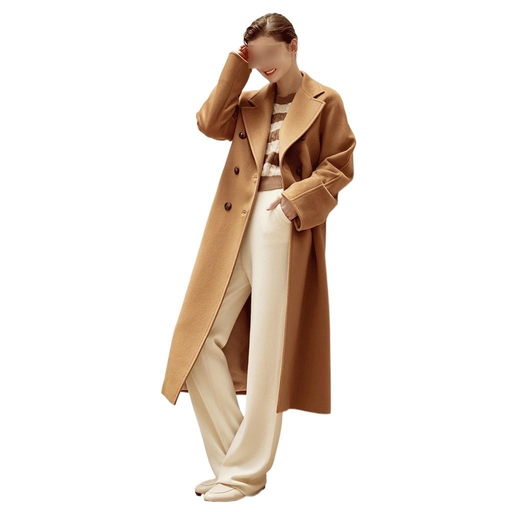 ジャケット・アウター Camel Cashmere Double Breasted Long Coat Amazon.com: PNAWLLCF High-end Camel-Colored Double-Faced Cashmere