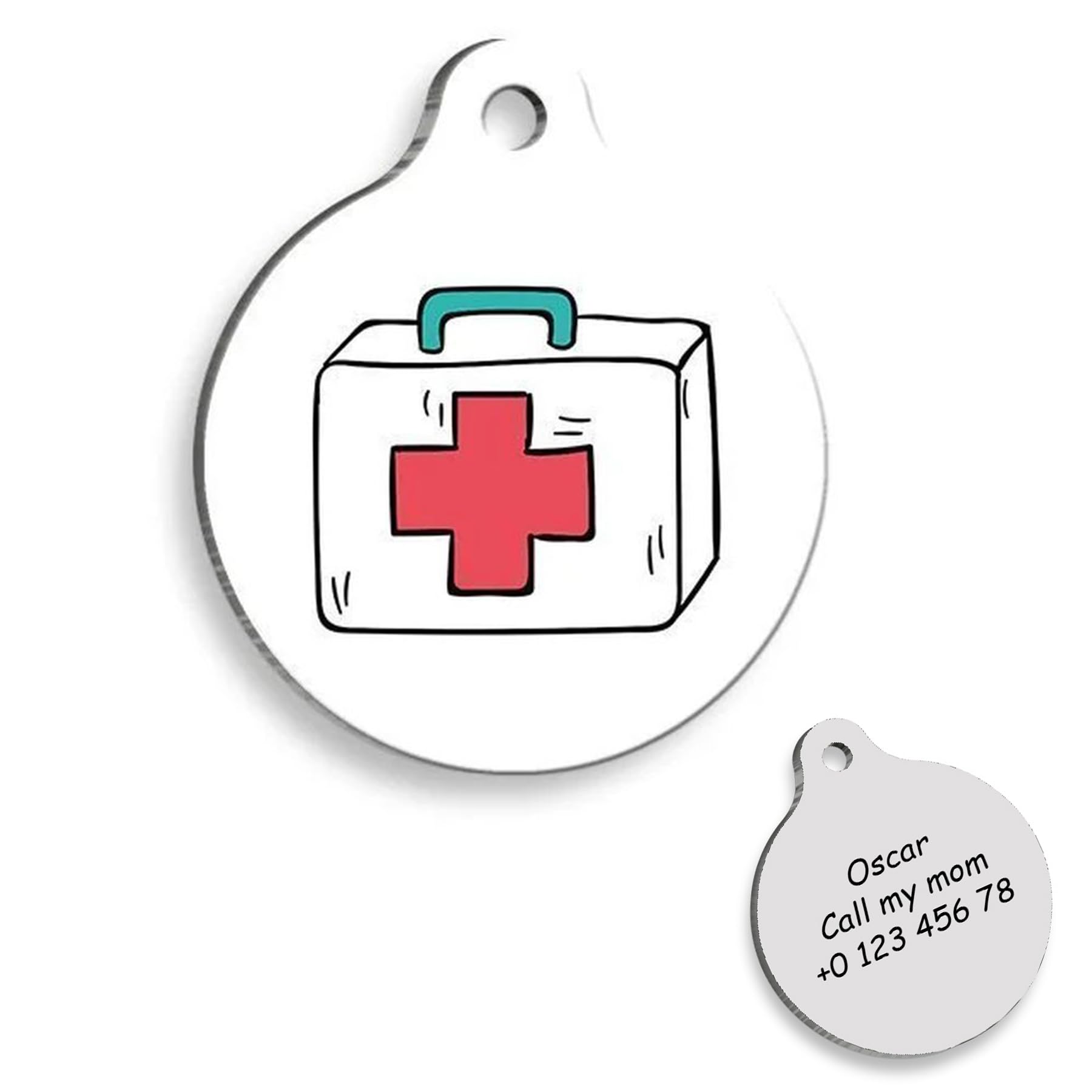 First Aid Red Cross Personalized Dog Tag - Rottweiler Custom Name Tag - ID Tag for Dog - Customized Pet Tags - Dog Name id Tag - Dog Name Tag - Engraved Dog Tag