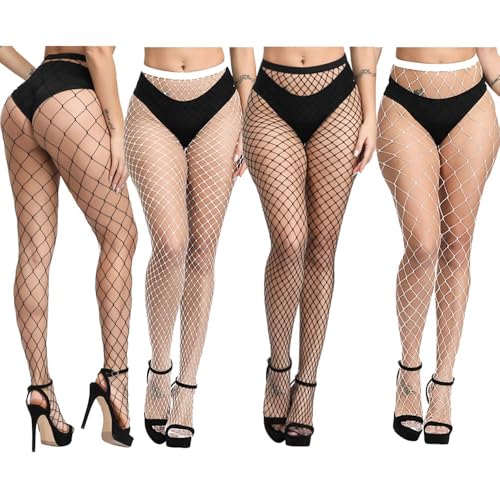 Image of Fishnet Stockings For Women High Waisted Fishnet Tights Sexy Wide Mesh Fishnet Stockings