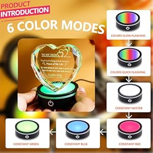 Gifts for Mom Crystal Heart Keepsake with LED Base Meaningful Gift to Mom for Mother's Day Birthday Day Valentine's Gifts for Mom Crystal Heart Keepsake with LED Base Meaningful Gift to Mom for Mothers Day Birthday Day Valentines