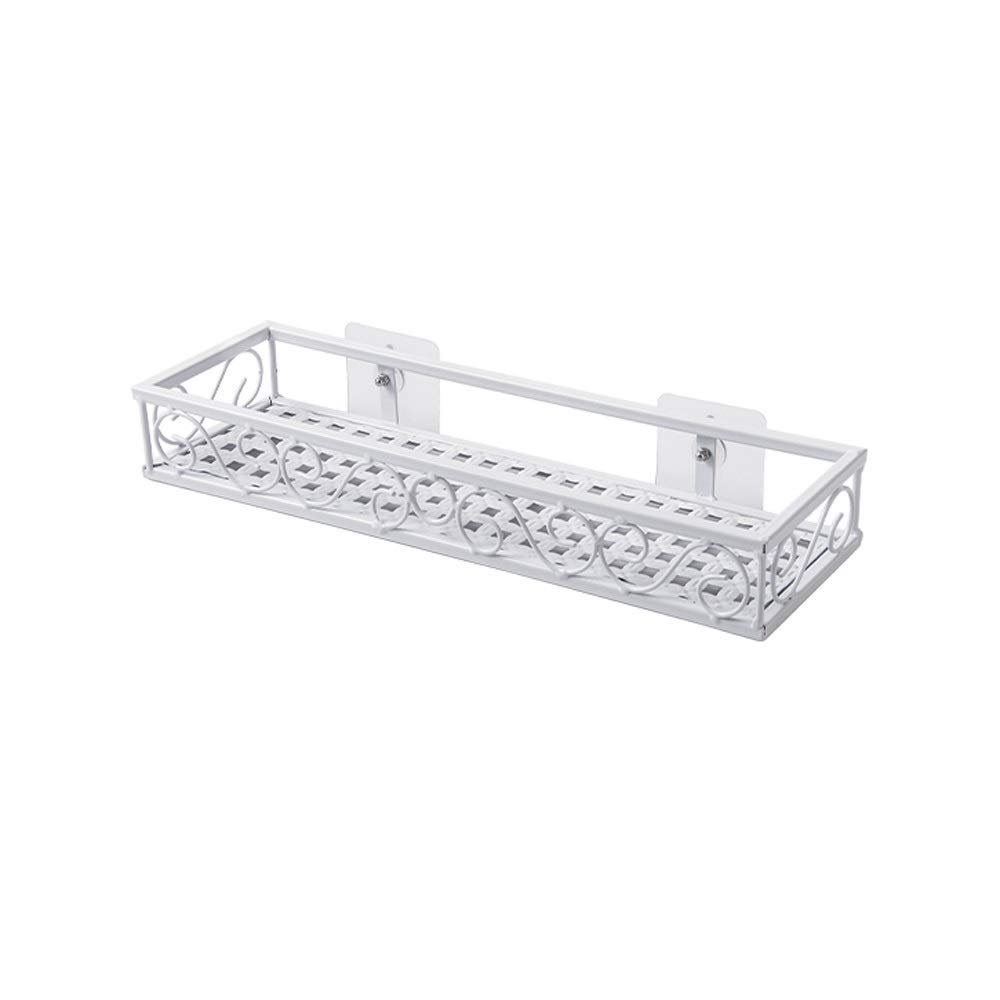 3UOOWWFA Vintage Carved Bathroom Shelf Wall Mounted Rectangular Iron Metal Shower Shelf Caddy Retro Adhesive Hanging Storage Basket
