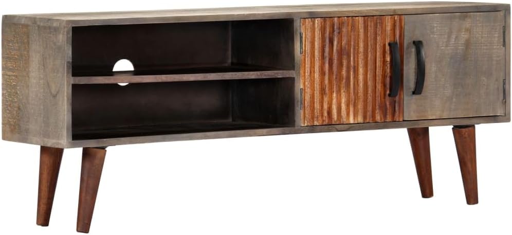 Solid Mango Wood TV Stand, 130x30x46 cm, Rustic Mobile for Living Room & Dining Room, Stylish Storage Solution, Modern Furniture, & Elegant Design