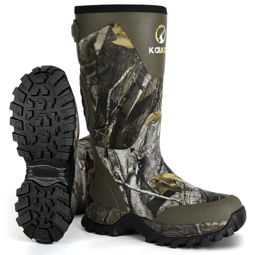 Kalkal Snake Boots for Men, Hunting Boots Waterproof Insulated Outdoor Rubber Boots, with 5mm Neoprene Anti-slip Snake Boots for Hunting Working Farming Gardening Fishing (CamoBrown,Size12)