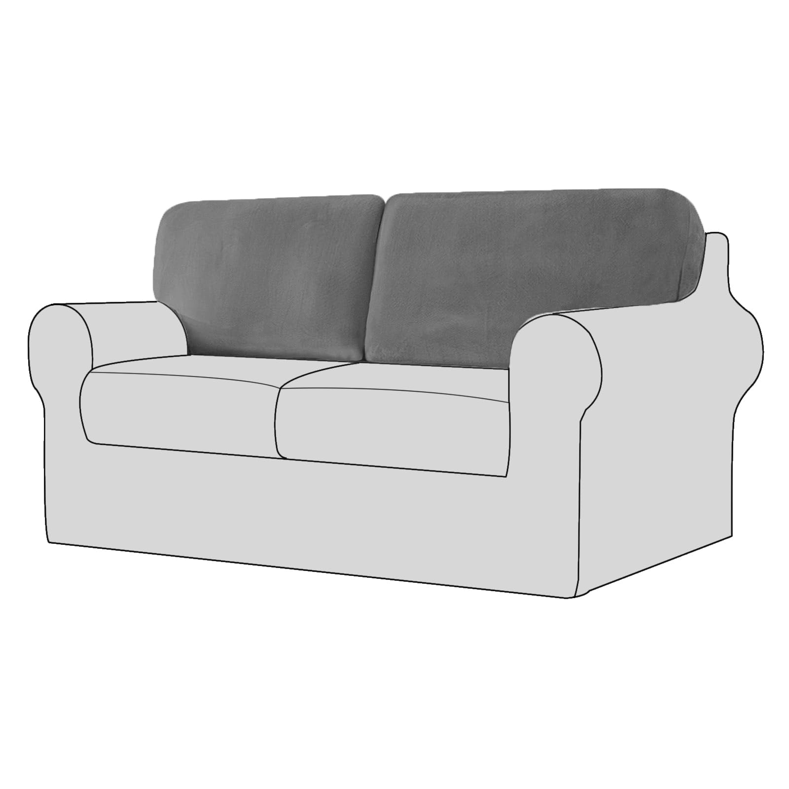 UNBBRRL Sofa Backrest Cover Stretch, Separate Back Cushion Covers, Backrest Cushion Slipcover, Sofa Back Cover Furniture Protector (Gray,Rectangular×2 (2 pcs))