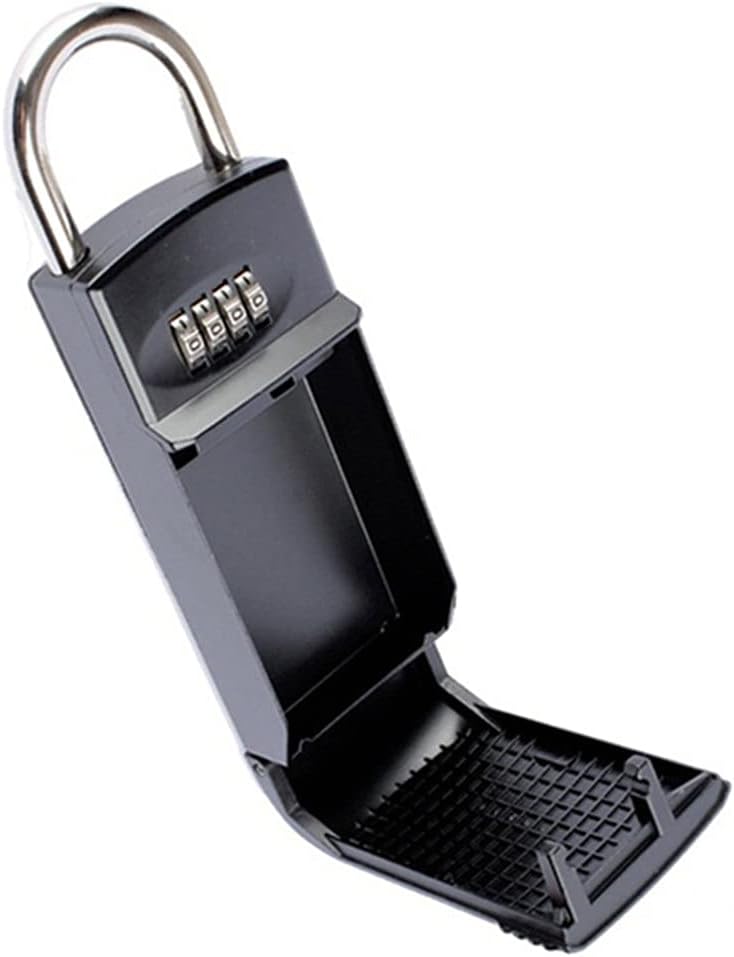 JSEIAJB 4 Digit Combination Password Key Storage Security Door Lock Zinc Alloy Keyed Padlock Box Organizer Free Installation with Hook