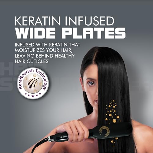 Havells HS4122 Keratin Wide Plate Hair Straightener with Digital Display & Adjustable Temperature; Heats Up Fast; For all hair types; Worldwide voltage compatible (Black) view 2