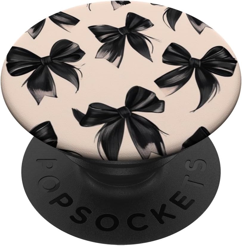Black Bow Coquette Pattern PopSockets Adhesive PopGrip