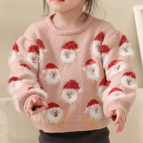 Image of Women's Christmas Top Long Sleeve Round Neck Santa Claus Knitted Sweater Pullover Top