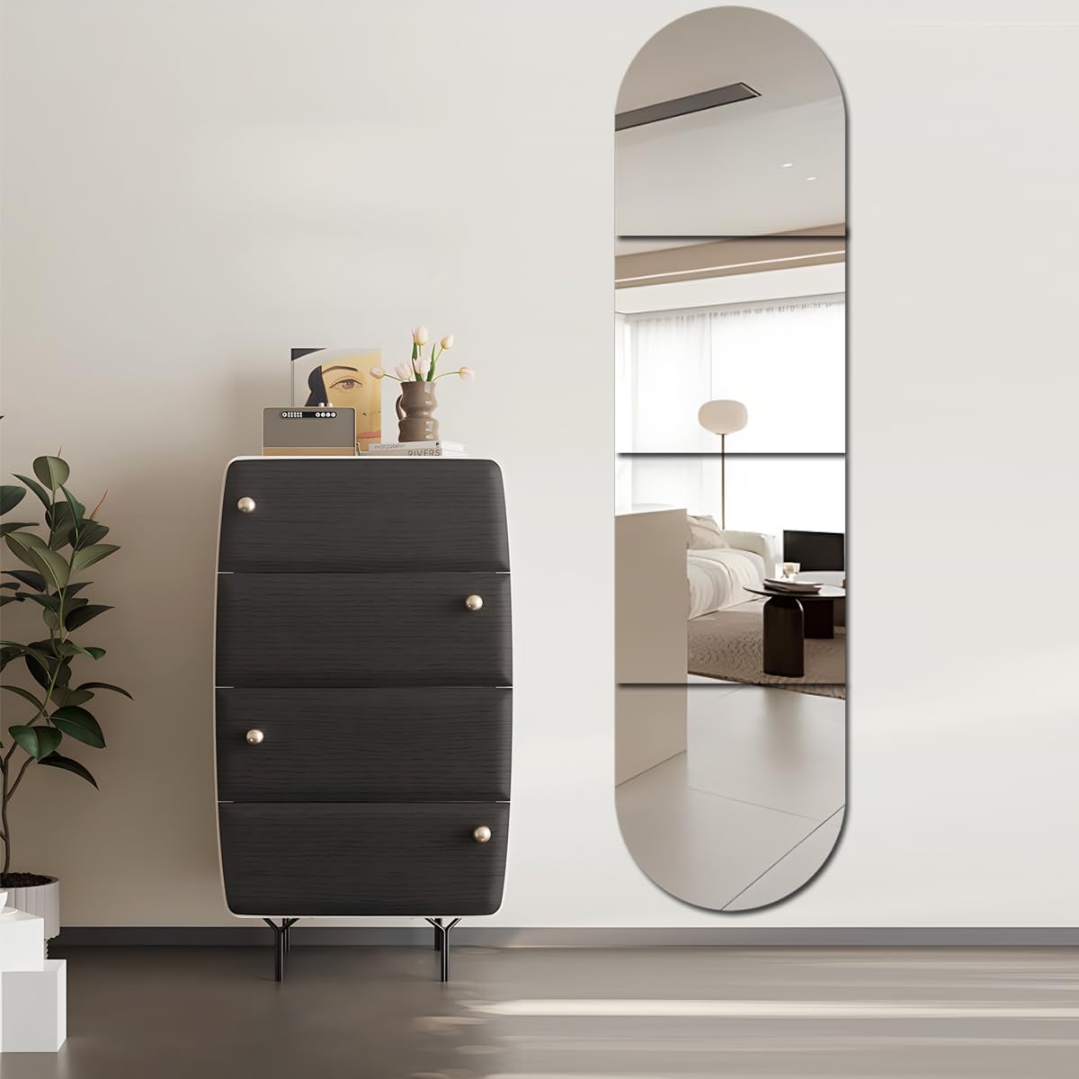 4 Pack Full Length Acrylic Mirrors Stickers for Walls,40x40cm Self