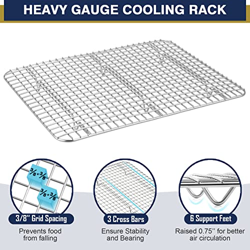 17.6-In Baking Sheet With Rack Set (2 Pans + 2 Racks), Joyfair Stainless Steel Cookie Sheet & Cooling Grid Rack, Nonstick Toaster Oven Pan For Kitchen, Heavy Duty & Corrugated Design, Dishwasher Safe #TOP3
