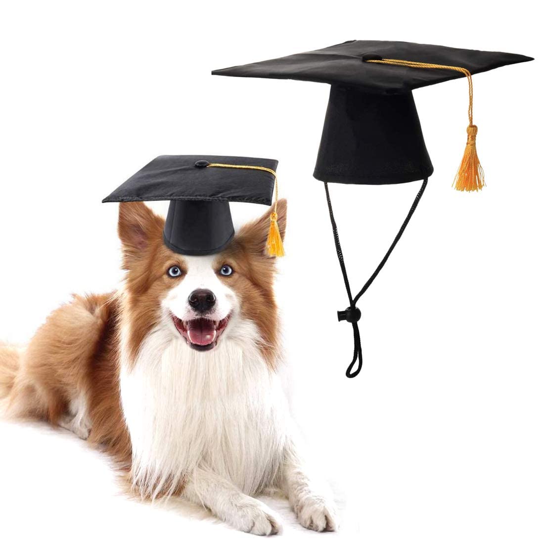 Sponsored Ad – MAKINGTEC 2Pack Pet Graduation Caps, Dog Graduation Hats with Yellow Tassel Costumes Pet Cosplay Graduation Set for Small Medium Large Dogs Cats Graduation Party Dress Costume Accessory