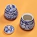 RabyLeo Decorative Jars, Ancient Chinese Blue and White Porcelain Ceramic Storage Box, with Sealed Lids, Home Kitchen Dining Decoration (Helmet jars)