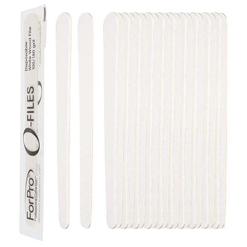 ForPro Professional Collection O-Files - Limas de uñas para manicura y pedicura de doble cara, color blanco, grano 100180, envueltas