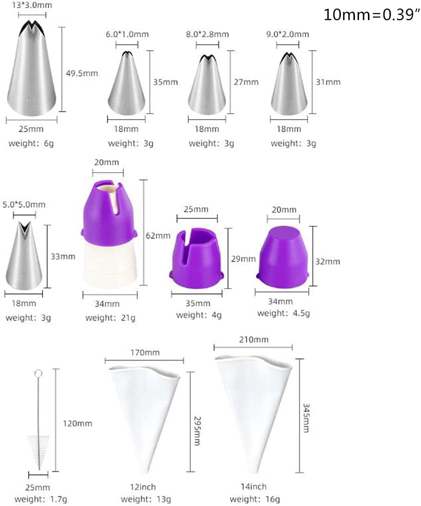 11pcs Cake Decorating Kits Flower Cream Cake Icing Tips Nozzles Pastry Bags Coup