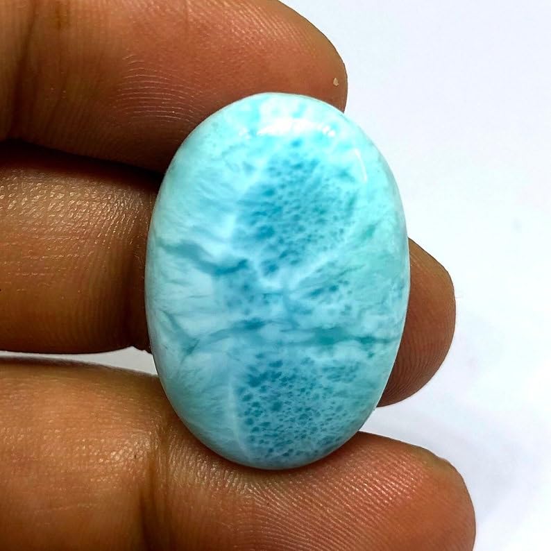 Cabochon en larimar naturel ovale 28x19mm pour création de bijoux DIY