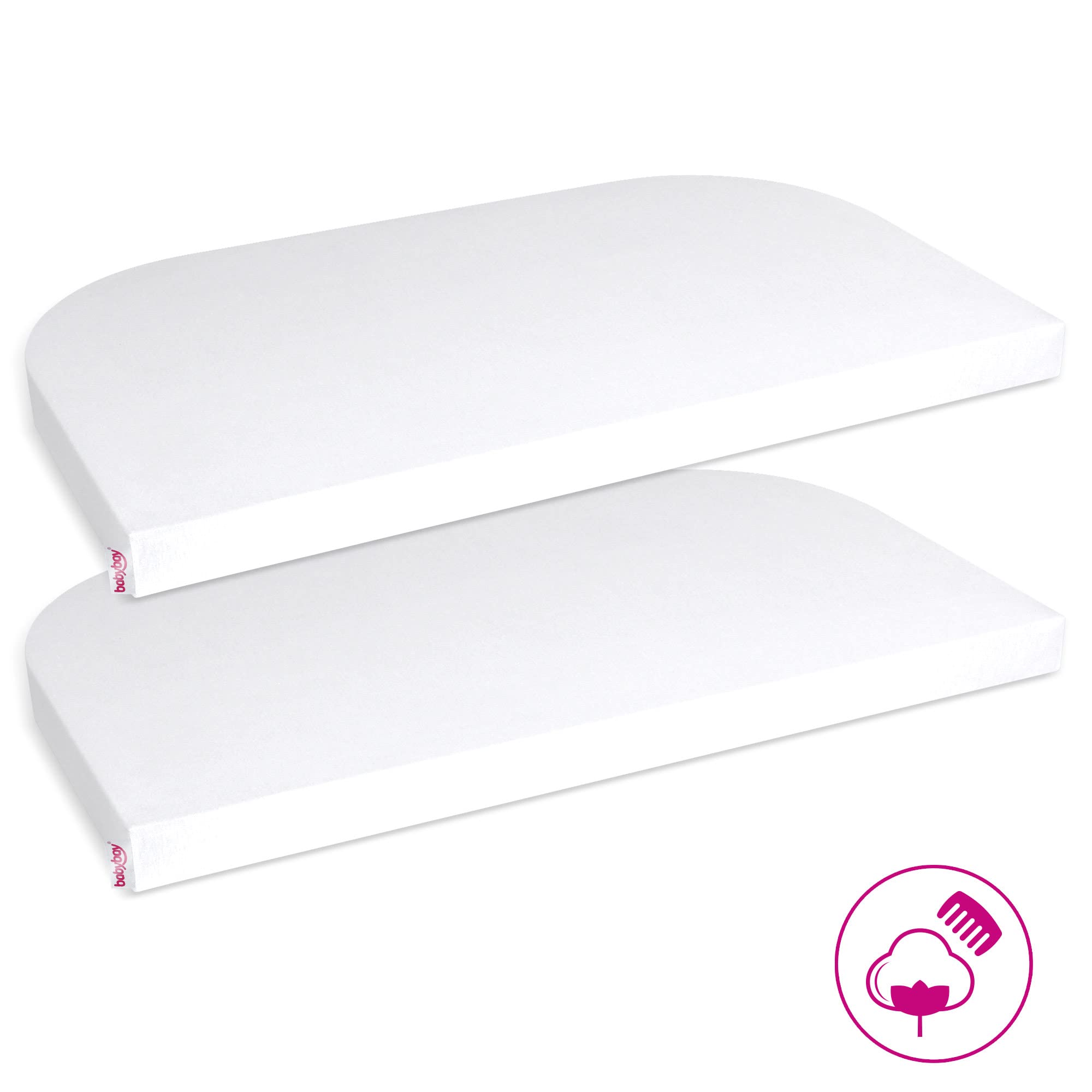 babybay Jersey Fitted Sheet Deluxe Double Pack Suitable for Boxspring XXL White - Image 2