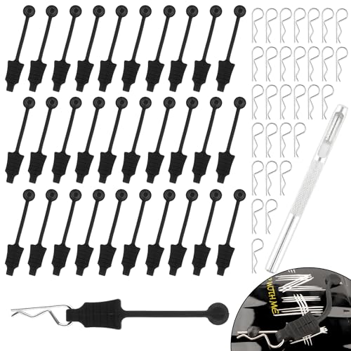 GDOOL 30 Pieces 1.0mm RC Cars Body Clips with Pull Tabs for Universal 1/14 1/16 1/18 SCX24 Remote Control Trucks & 1 PCS Hole Puncher Reamer for RC Body Shell Drills Tool