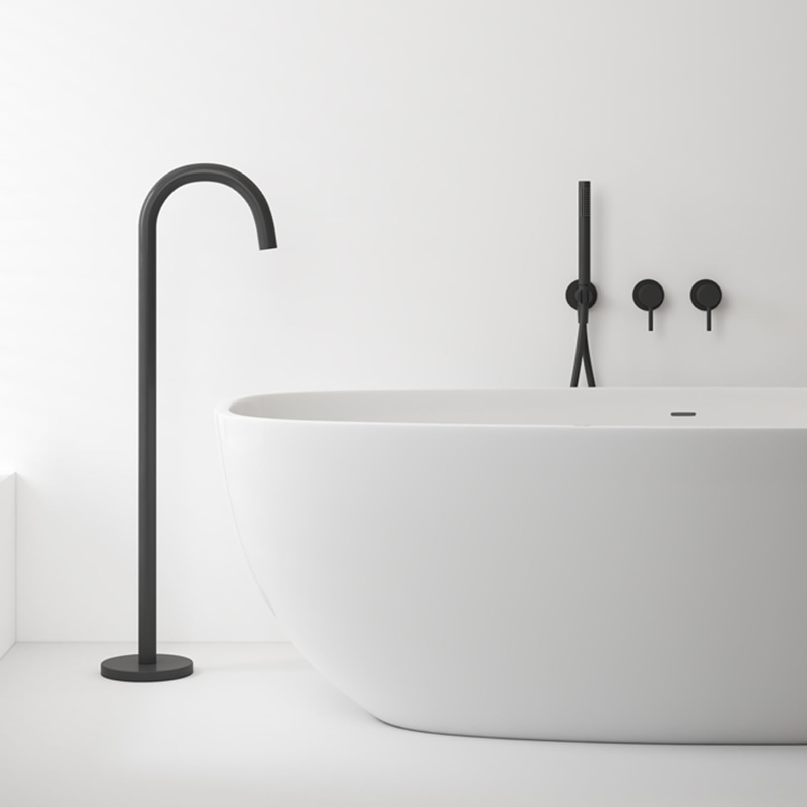 HADECOLL Freestanding Bath Taps Hot And Cold Concealed Wall Mounted Brass Bath Shower Mixer Tap, Black,Black
