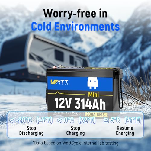 Image of WattCycle 12V 314Ah Mini LiFePO4 Battery, 200A BMS, 4019Wh, 6000+ Cycles