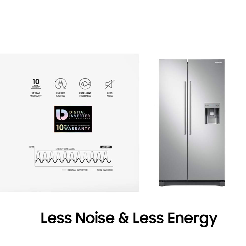 Samsung RS52N3313SL Freestanding American Fridge Freezer with Digital