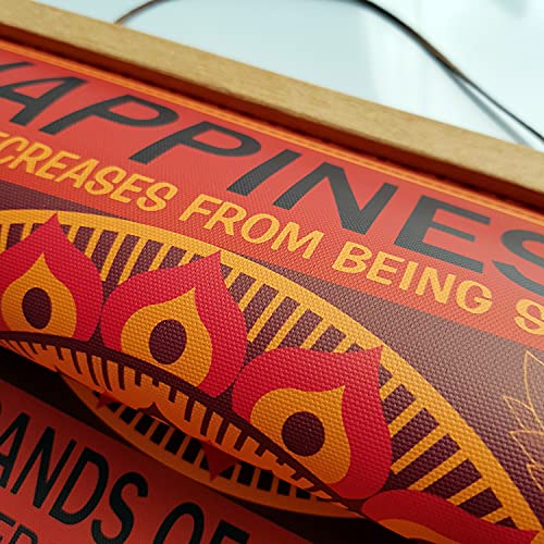 Asenart Buddhist Happiness Quote Motivational Zen Wall Art Print On Canvas Home Room Decor Scroll Poster With Magnetic Wooden Hanger Frame 12 X 20 Inch #TOP4