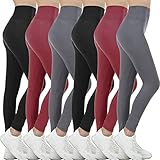 Gnpolo Womens Black High Waisted Leggings Pack Soft Slim Tummy Control Trousers Yoga Pants (6 Packs Black/Grey/Red, Plus Size (L-XXL/Size 12-20))