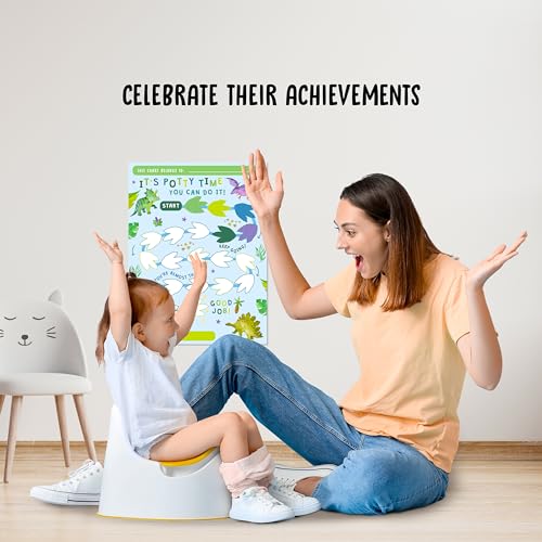 Image of Potty Training Sticker Chart for Boys x10 pcs - Potty Time Dinosaurs- Potty Training Rewards for Toddlers Boys - Reward Sticker Chart Routine Calendar - Train to Poop - by Central 23