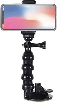 Ayex AX-231T Vantuzlu Araç İçi Esnek Kamera ve Telefon Tutucu – GoPro, Insta360, DJI Osmo Action, Akıllı Telefonlar ile Uyumlu