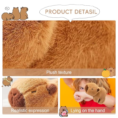 MUYAPAY Capybara Schnapparmband Kinder, Simulation Capybara Plüschtier, Weiche Plüschtier Capibara Kuscheltier Kuscheltier Snap Armband, Geschenk für Kinder, Mit Schildkröten-Rucksack