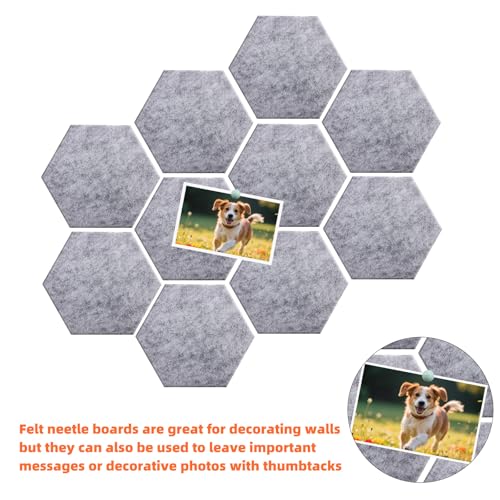 10 Stück Sechseckige Kork-Pinnwände, Selbstklebende Memo-Tafeln + 40 Pinnnadeln – Dekoration für Fotos Memos Wohnzimmer