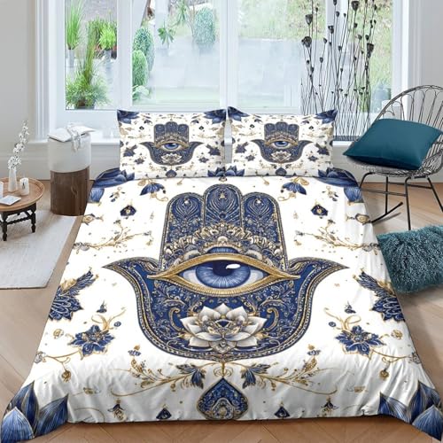 Housse de couette 140x200 Hamsa parure lit microfibre imprimé 3D