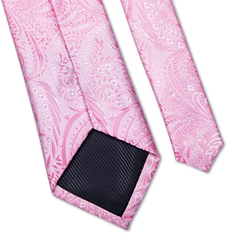 Image of DiBanGu Mens Paisley Tie Sets Silk Jacquard Woven Floral Necktie and Pocket Square Cufflinks Wedding Business Party