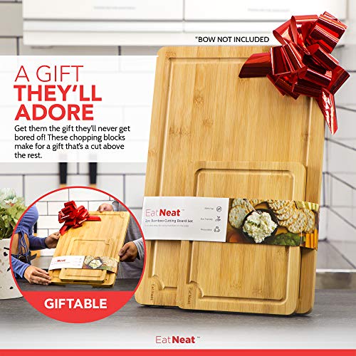 Eatneat Extra Large Bamboo Cutting Board Set- Luxury Kitchen And Bbq Chopping Board With Juice Grooves For Meat Carving, Fruits, And Vegetables- One Xl 18 X 12-Inch And One 10 X 8-Inch #TOP4