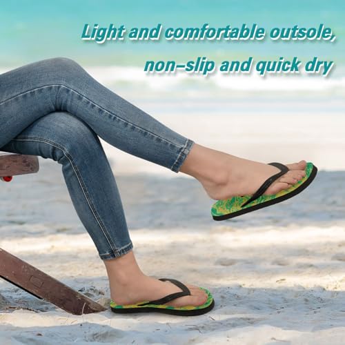 Sinestour Marble Texture Glitter Gold Flip Flops for Beach Thong Sandals Anti-slip Lightweight Flat Slippers for Summer Travel Swim4