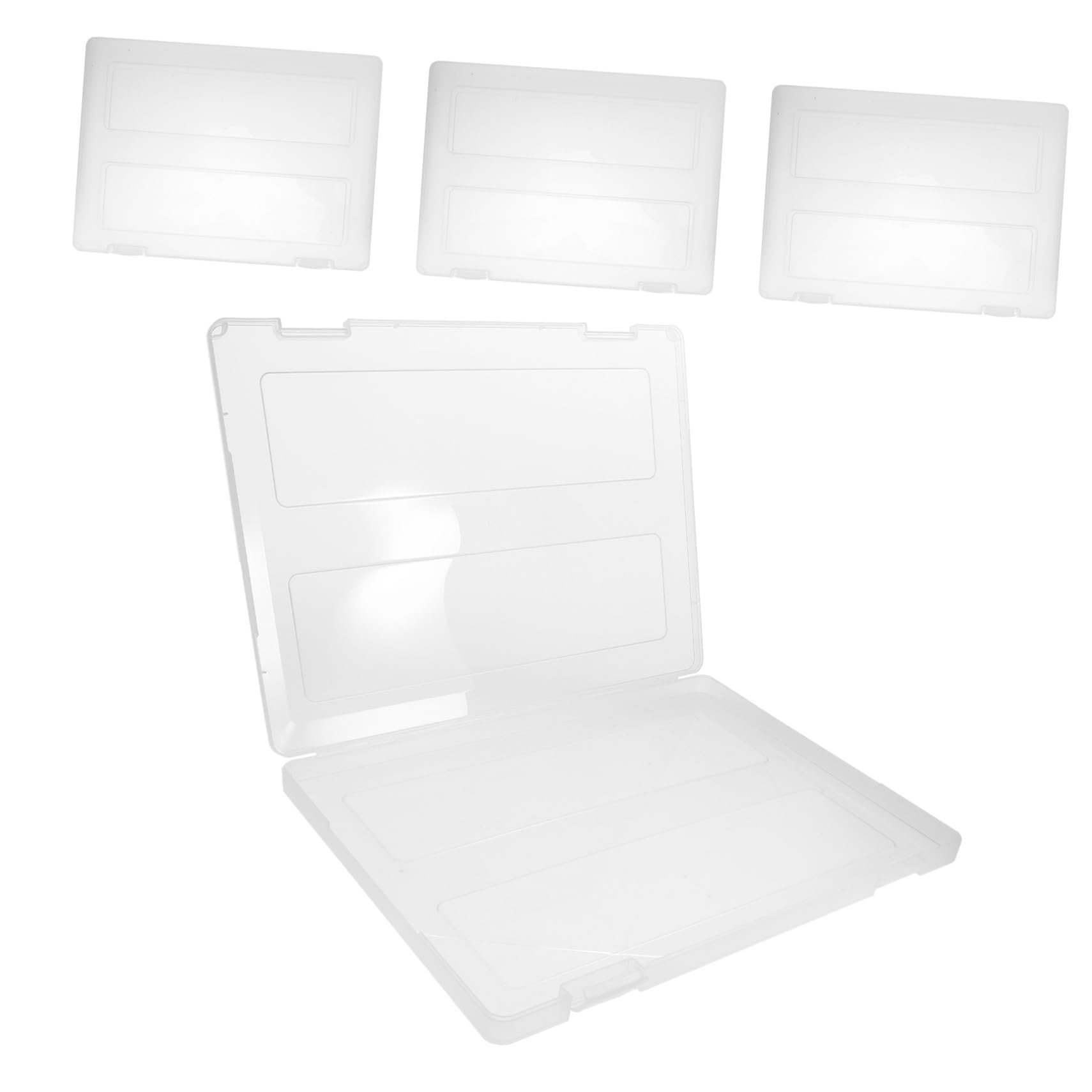 Cabilock Scatola Archivio Documenti Portatile A4 in Pp 4 Pezzi Bianco | Aspetto Trasparente, Uso Multifunzione, per Assegni, Contanti e Ricevute, Mantiene la Scrivania Ordinata
