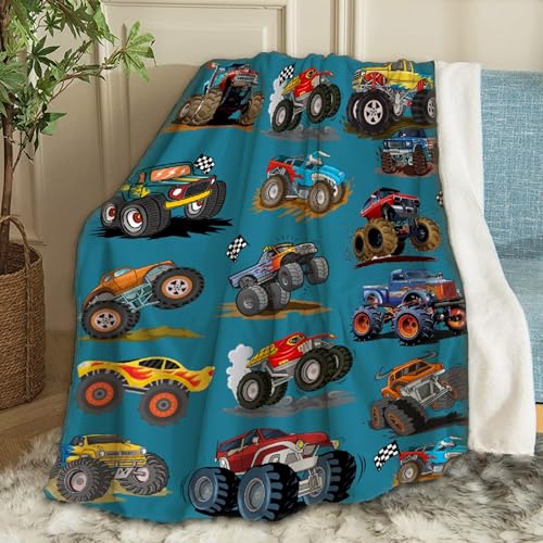 Ottoy Mon-Ster Truck Blanket Gifts Mon-Ster Truck Soft Lightweight Blankets for Boys Girls Mon-Ster Truck Cozy Air-Conditioning Quilts Blanket Decor for Couch 50