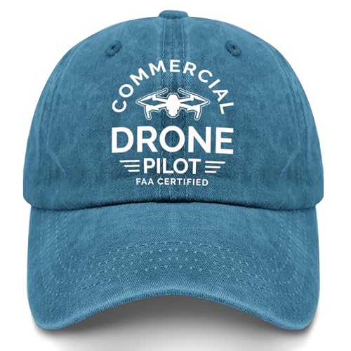 Commercial Drone Pilot FAA Certified Baseball Cap, Washed Denim, Blue,