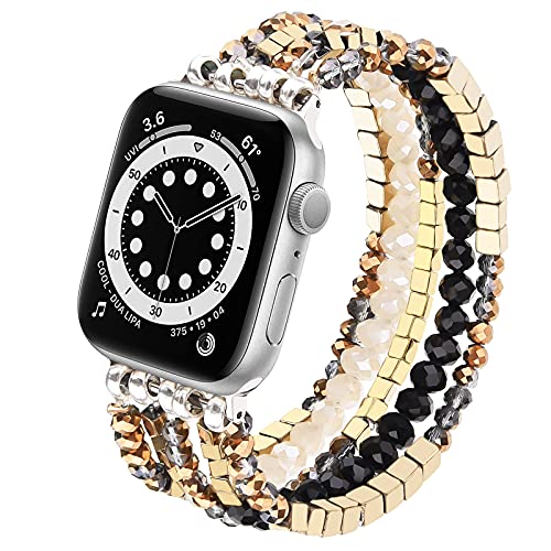 Image of MOFREE Beaded Bracelet Compatible for Apple Watch Band 38mm /40mm /41mm /42mm(Series 10) Women,Fashion Handmade Beads Elastic Stretch Strap for iWatch Series 10 /9 /8 /7 /SE /6 /5 /4 /3 /2 /4