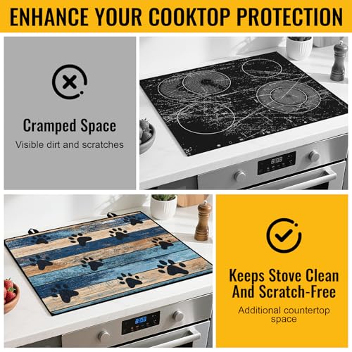 Image of Stove Top Cover for Electric Stove,Glass Stove Top Cover, Heat Resistant Glass Cooktop Cover, Stovetop Protector, Kitchen Decor, Dish Drying Mats Cover for Ceramic Washer Top 28.5x20.5 inch