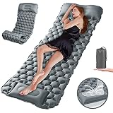 Zodight Isomatte Outdoor, Luftmatratze Selbstaufblasend mit Fußpresse Pumpe, 200cm Ultraleichte Aufblasbare Isomatte Camping, wasserdichte Klappbare Camping Matratze für Wandern Reisen Strand