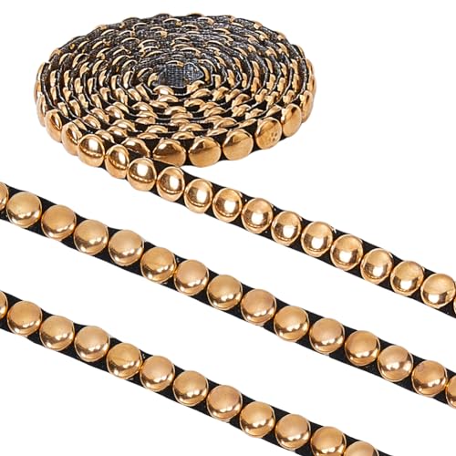 GORGECRAFT 2 Yards 8mm Wide Hot Fix Nailhead Trim Metal Convex Dome Iron on Nailhead Trim with Black...