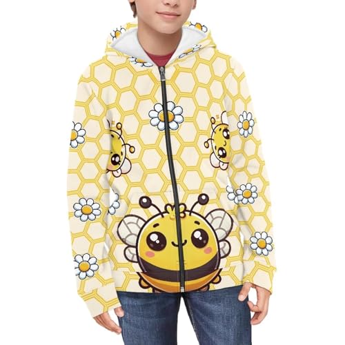 Boys Girls Zip Up Hoodies Printed Cool Casual Hooded Sweatshirt Jacket Fall Sports Shirts with Pockets3