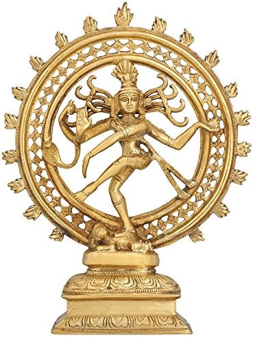 Nataraja Shiva The Lord of The Dance Hindu God Shiv Shambhu Brass Statue Large for Pooja 11.5 Inch