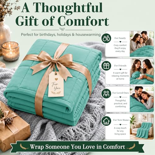 L'AGRATY Weighted Blanket for Adults 15lbs, 48"x72", Green Twin Full Size Heavy Throw Blanket, Cooling, Breathable, Microfiber with Glass Beads, Big, Washable, All-Season by L'AGRATY - Used condition - Image 9