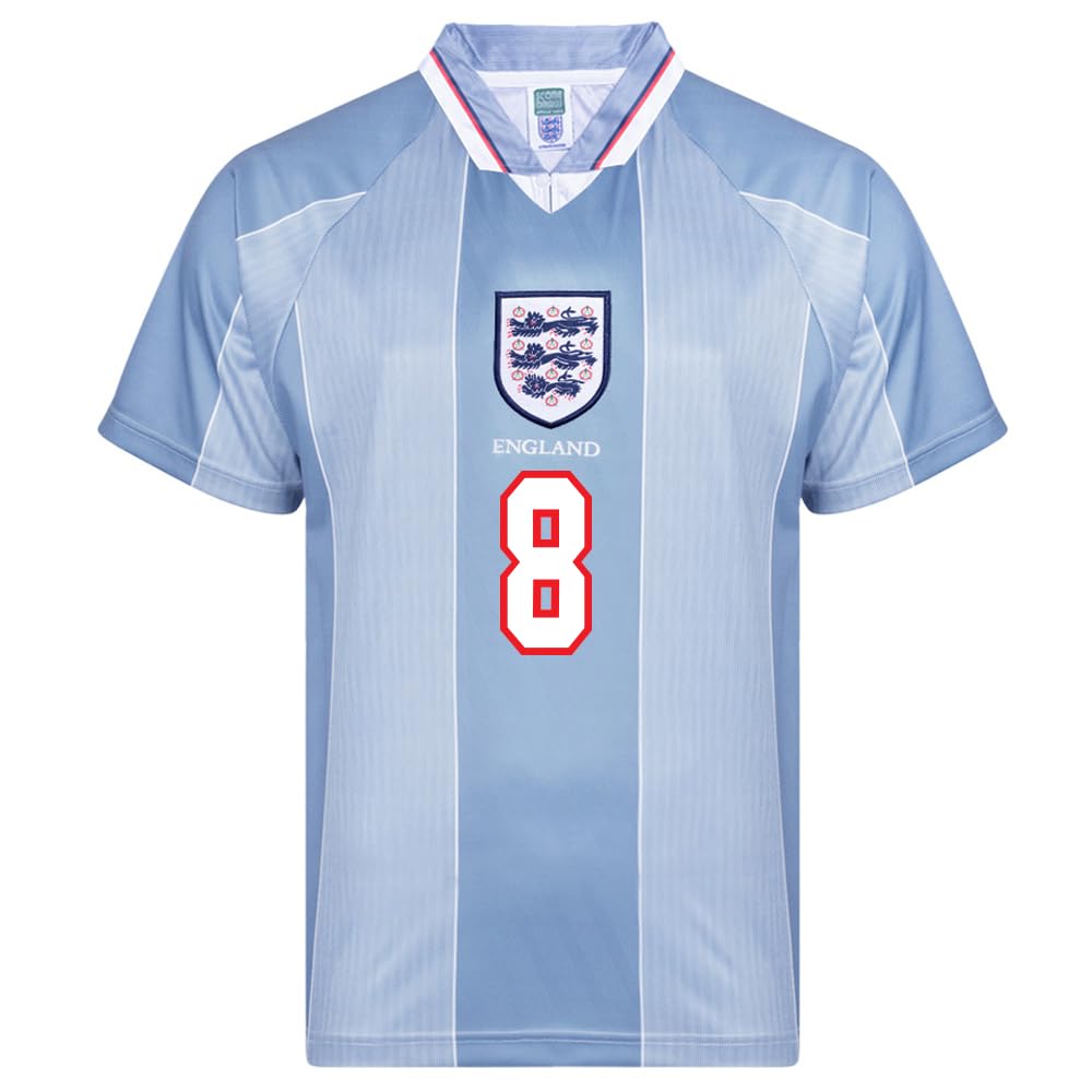 Score Draw Men's Grey England 1996 Away No.8 Euro Championship Shirt Medium Polyester
